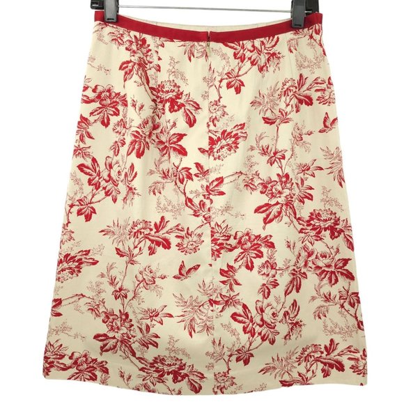 Eddie Bauer Floral Print Straight Pencil Skirt Womens Size 6 Cotton Tan Burgundy - Picture 2 of 11